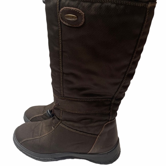 Olang Brown Nylon 100% Wool Lined Winter Boots With Built In Ice Grips Spikes - Picture 10 of 16